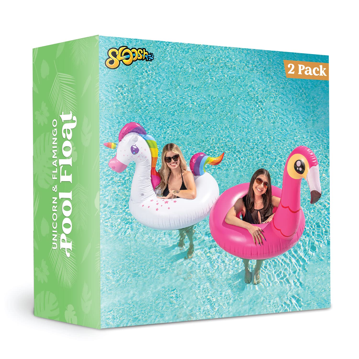 JOYIN two-pack flamingo and unicorn floats ready for family fun.