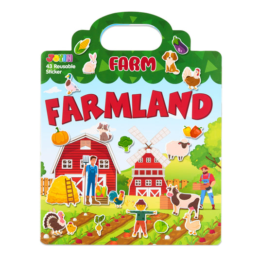 JOYIN Farm Animals Sticker Book cover showing colorful farm scene for toddlers.