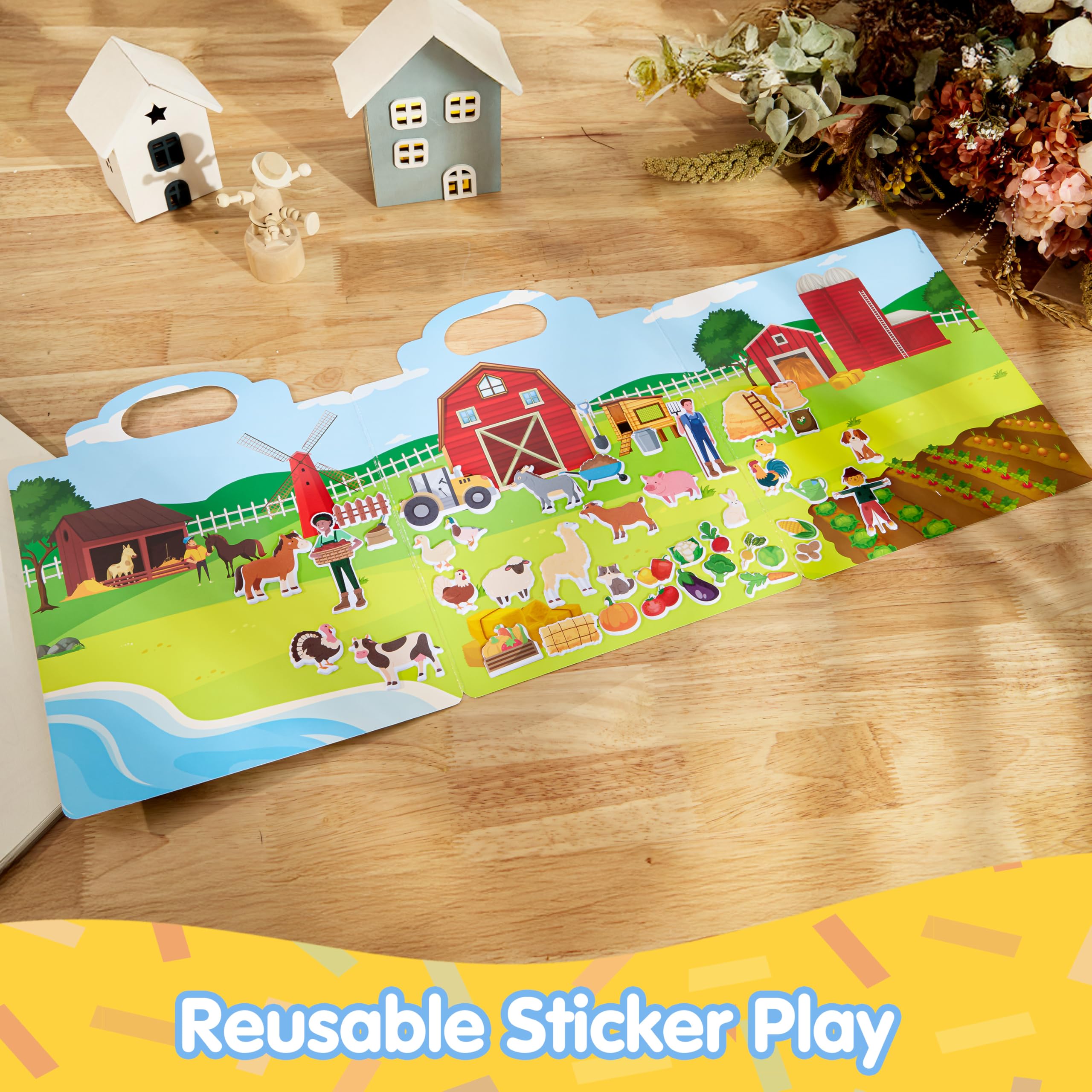 JOYIN 43-animal-stickers-pack close-up with textured 3D elements for imaginative play.
