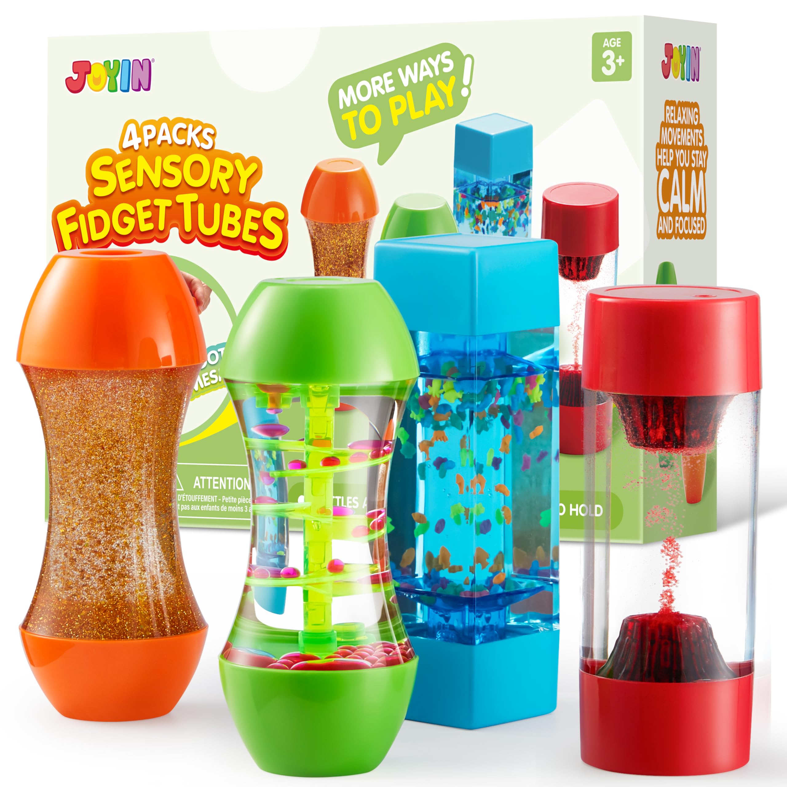 JOYIN fidget tubes set front view promotes calm-down and visual engagement.