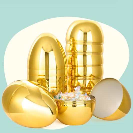 JOYIN fillable gold Easter egg for hiding treats during hunts.