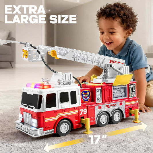 Joyin fire truck toy with extendable ladder for elevated pretend rescues