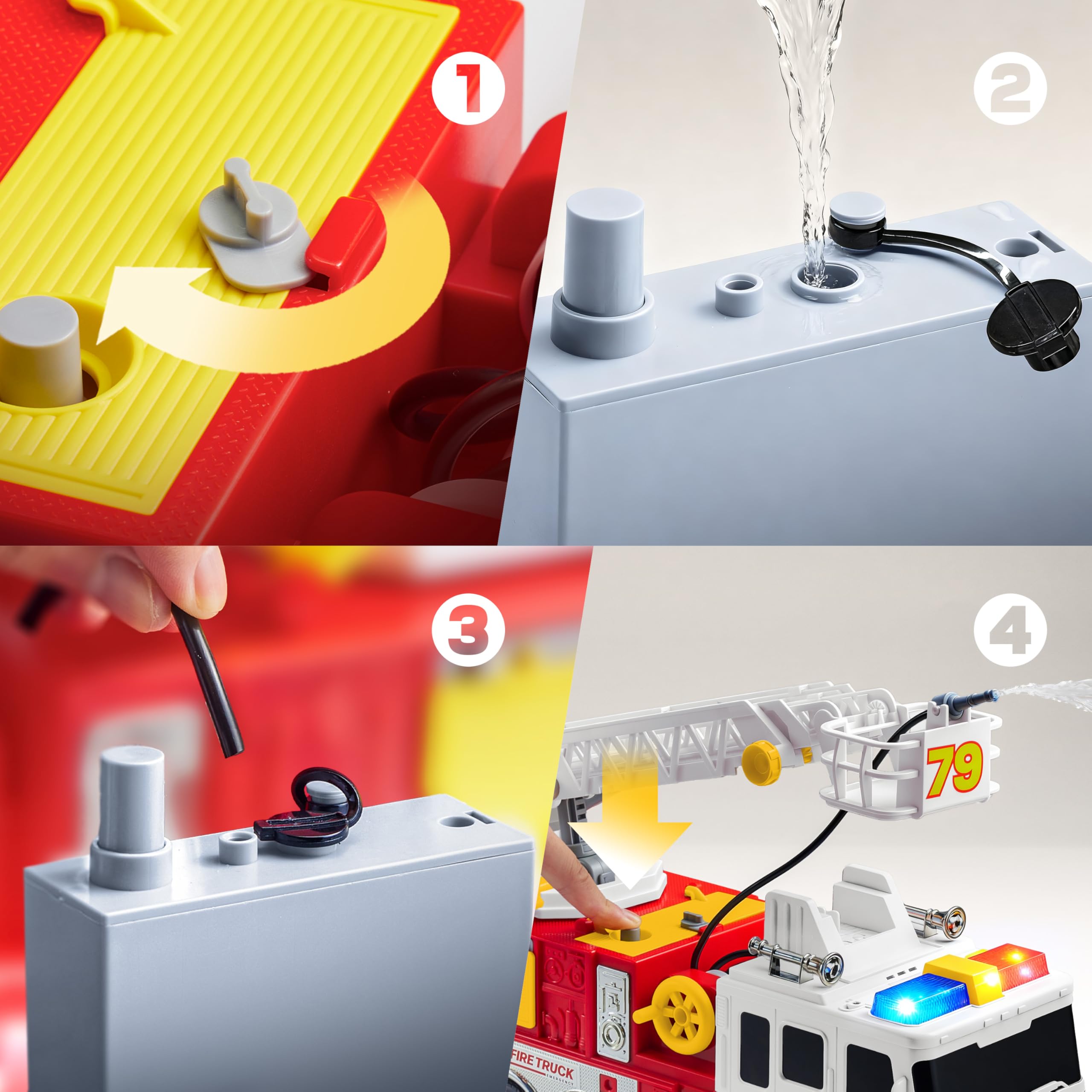 Joyin fire truck toy with long-range sprinkler for water play adventures