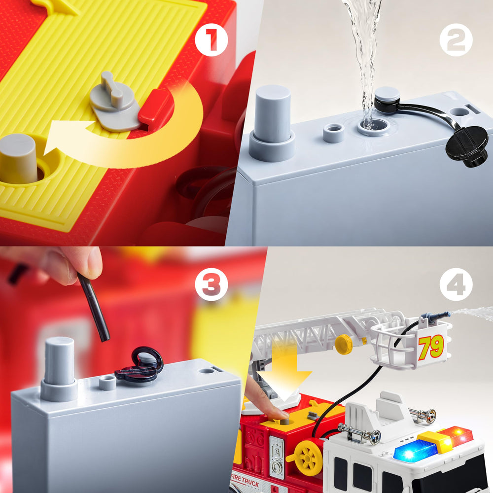 Joyin fire truck toy with long-range sprinkler for water play adventures
