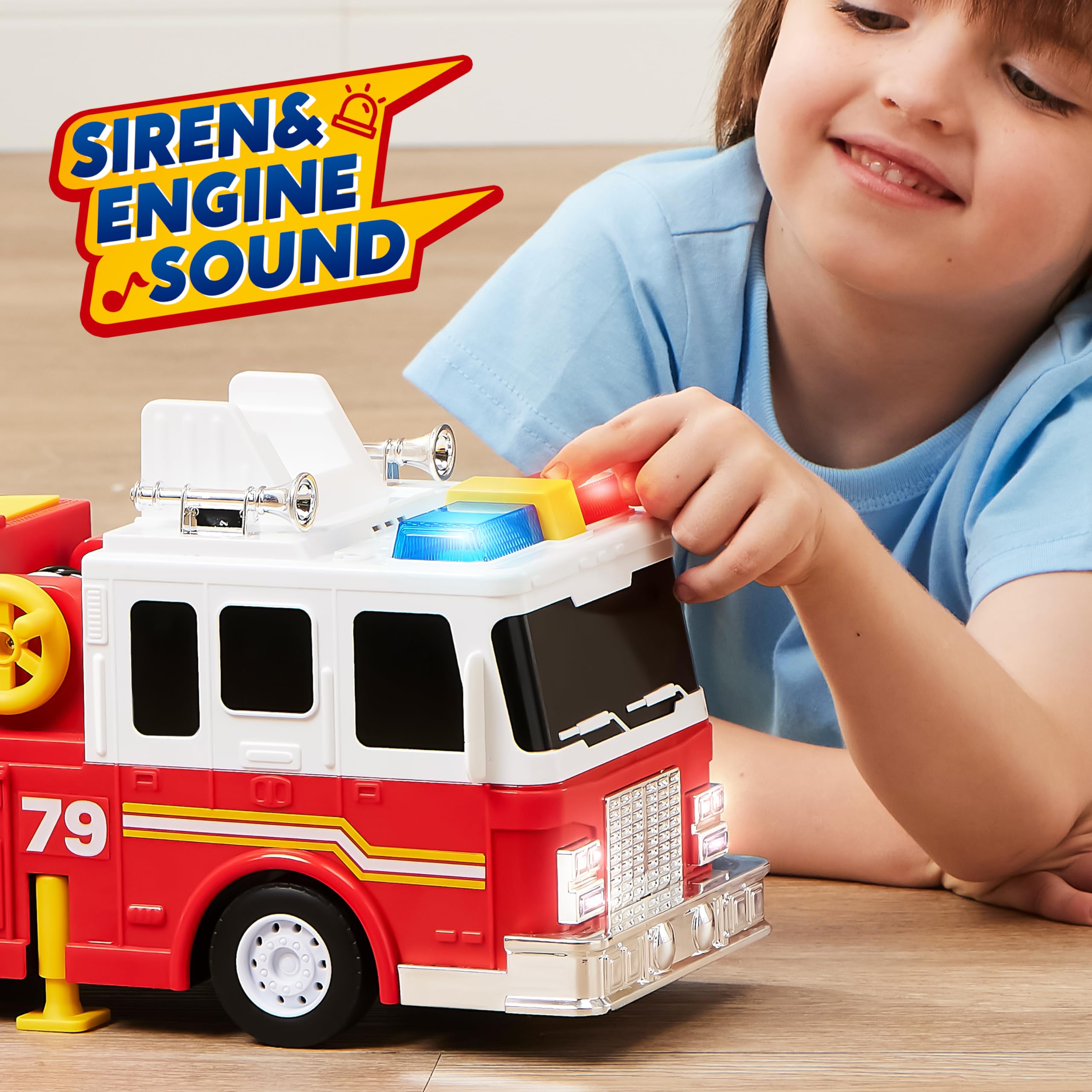 Joyin fire truck toy with side and rear compartments for easy storage