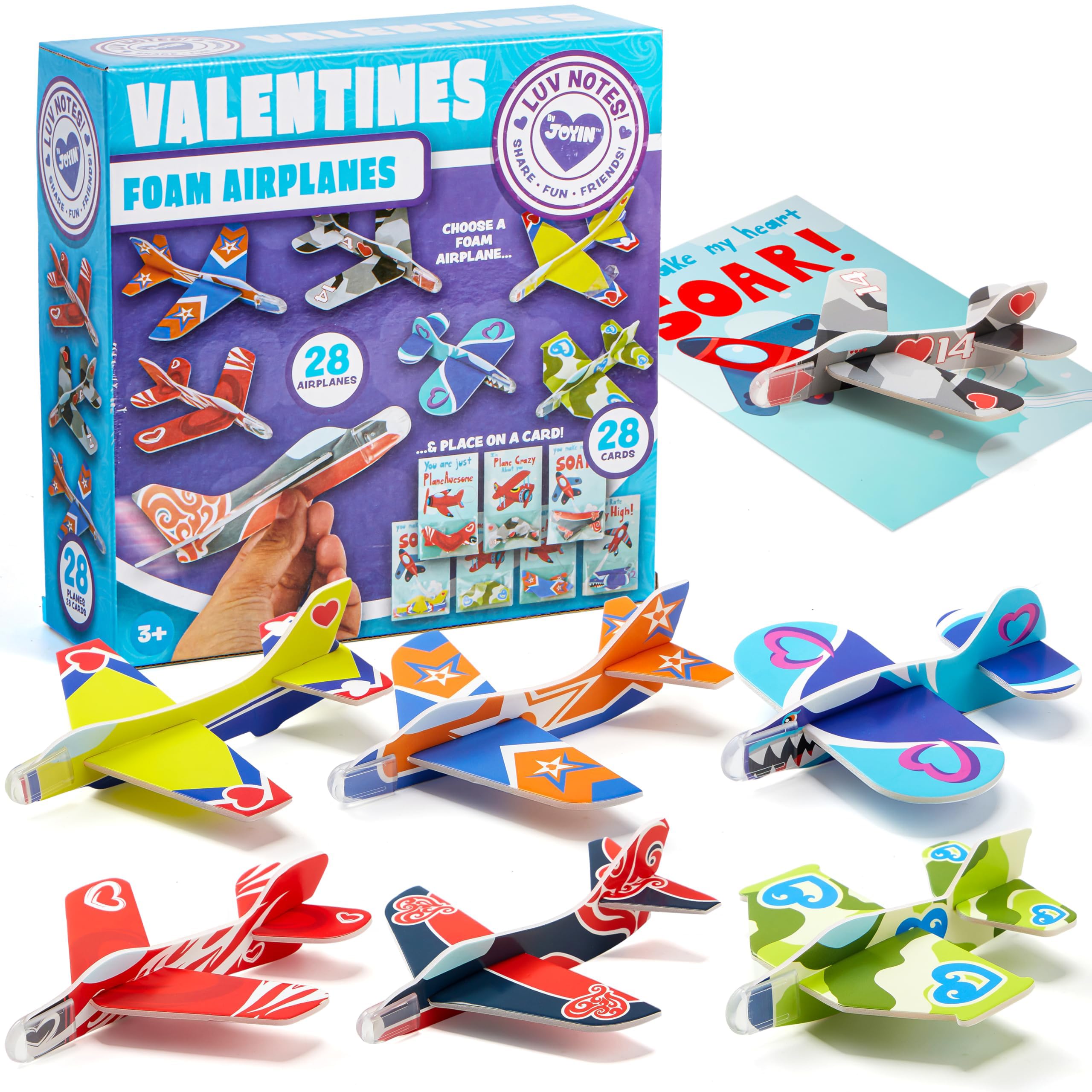 JOYIN foam airplane design 01, ideal for classroom valentine exchanges.