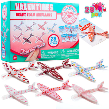 JOYIN foam airplanes with valentines cards for classroom exchange fun.