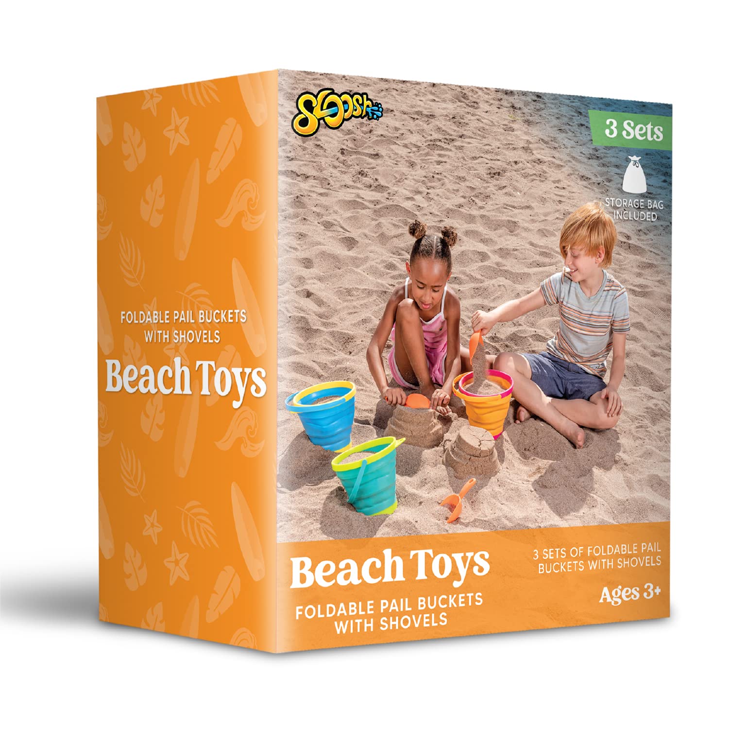 JOYIN folding pail in action during a cheerful beach day.