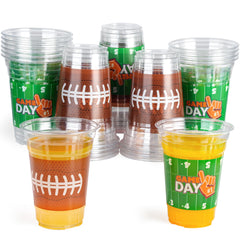 JOYIN football cups in green and brown, 16oz, great for party table setup.