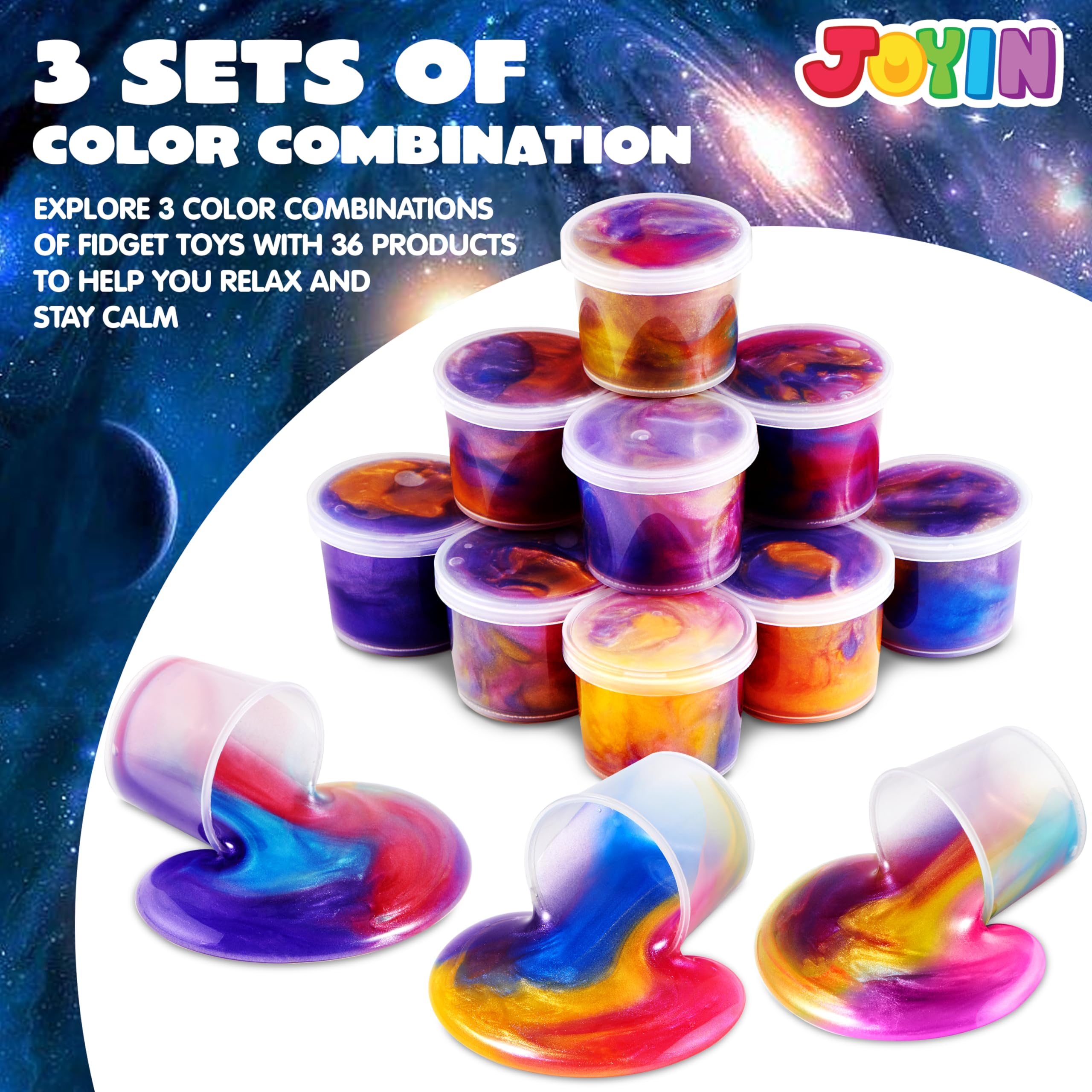 JOYIN galaxy slime cups nonsticky design for mess-free play