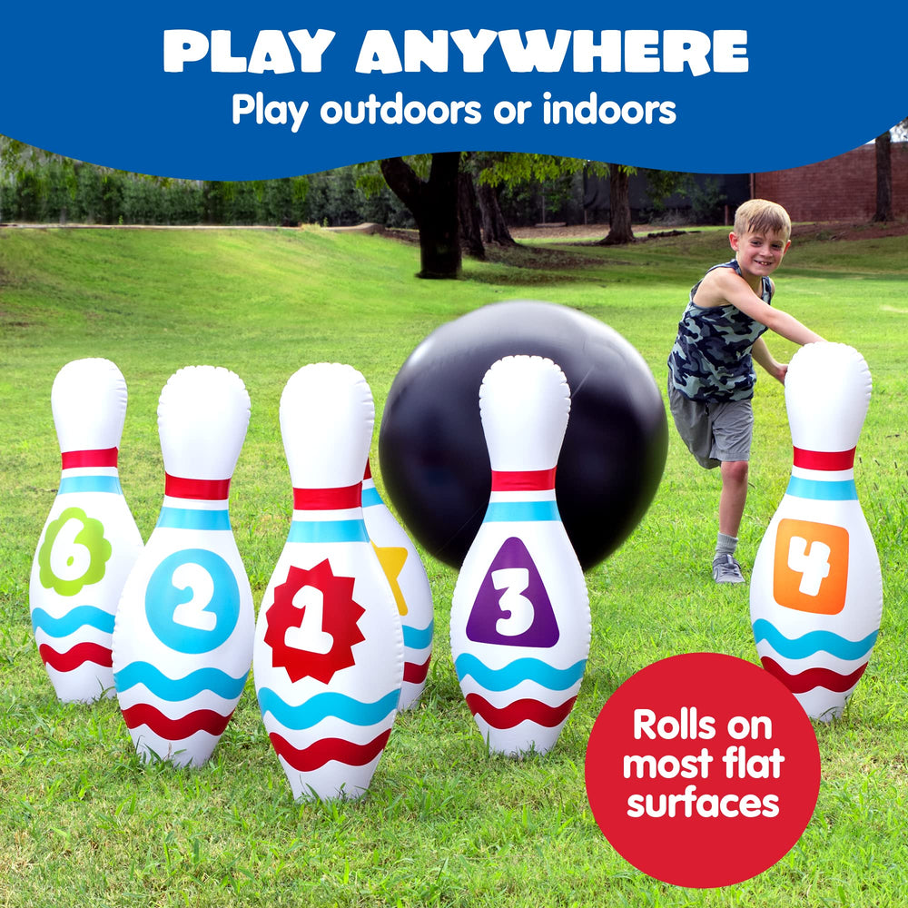 JOYIN giant inflatable bowling ball for family-friendly play.