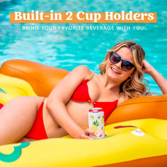 JOYIN pizza slice pool float close-up highlighting cup holder.