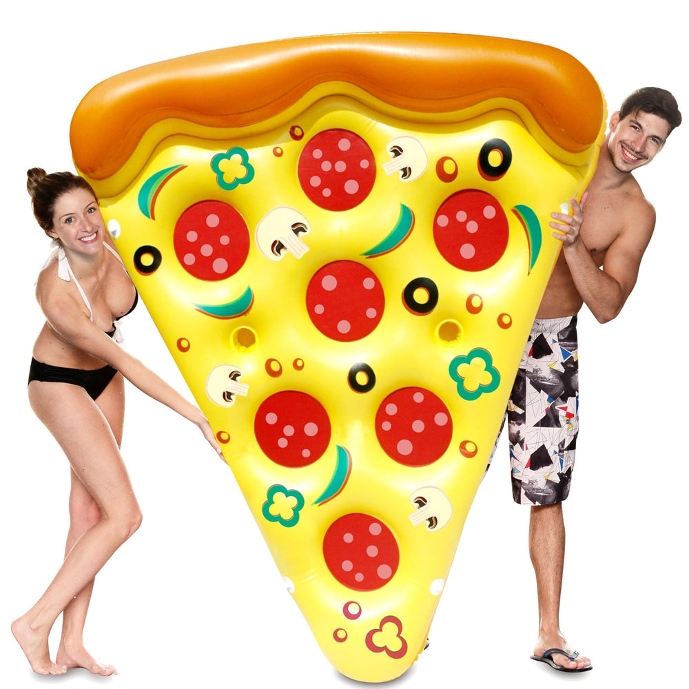 JOYIN Giant Pizza Slice pool float, top view with cup holders.