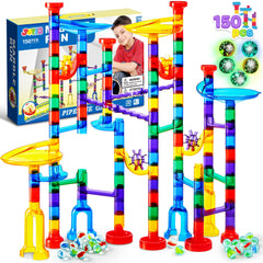 JOYIN glowing marble run set box front, ideal gift-ready packaging and easy setup.