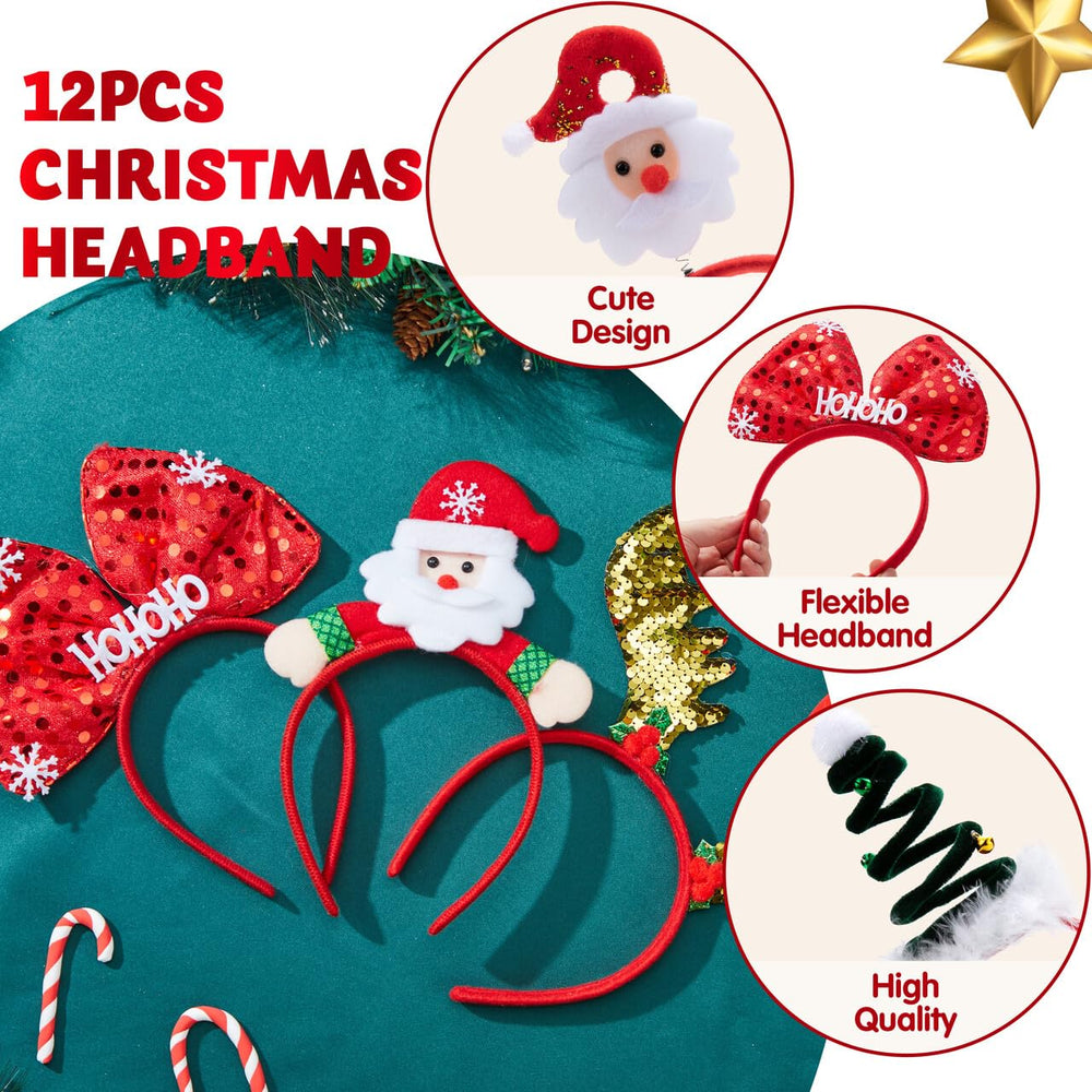 JOYIN green Santa-dot hat headband for cheerful family photos at Xmas gatherings
