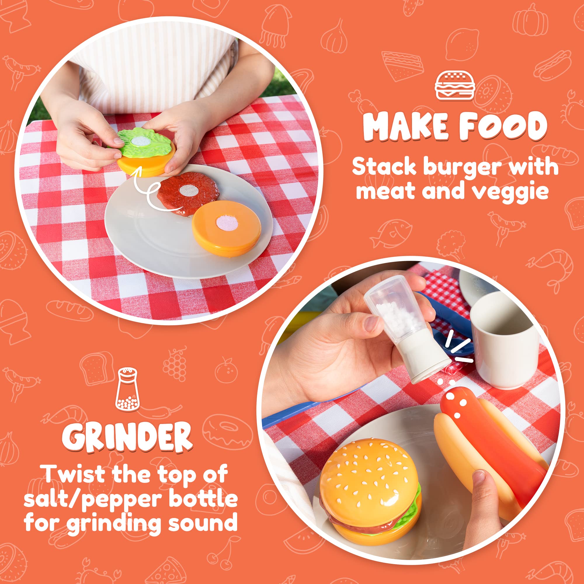 JOYIN grill-with-light-and-sound feature adds realistic details to safe, engaging pretend cooking.