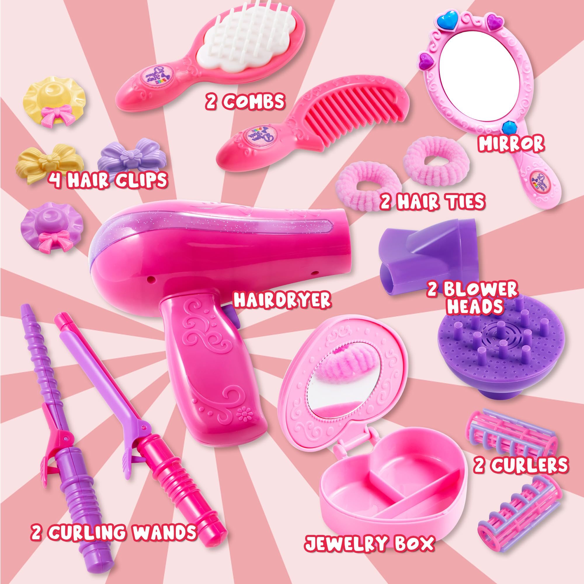 JOYIN Hairdryer with two switches for realistic pretend styling experiences.