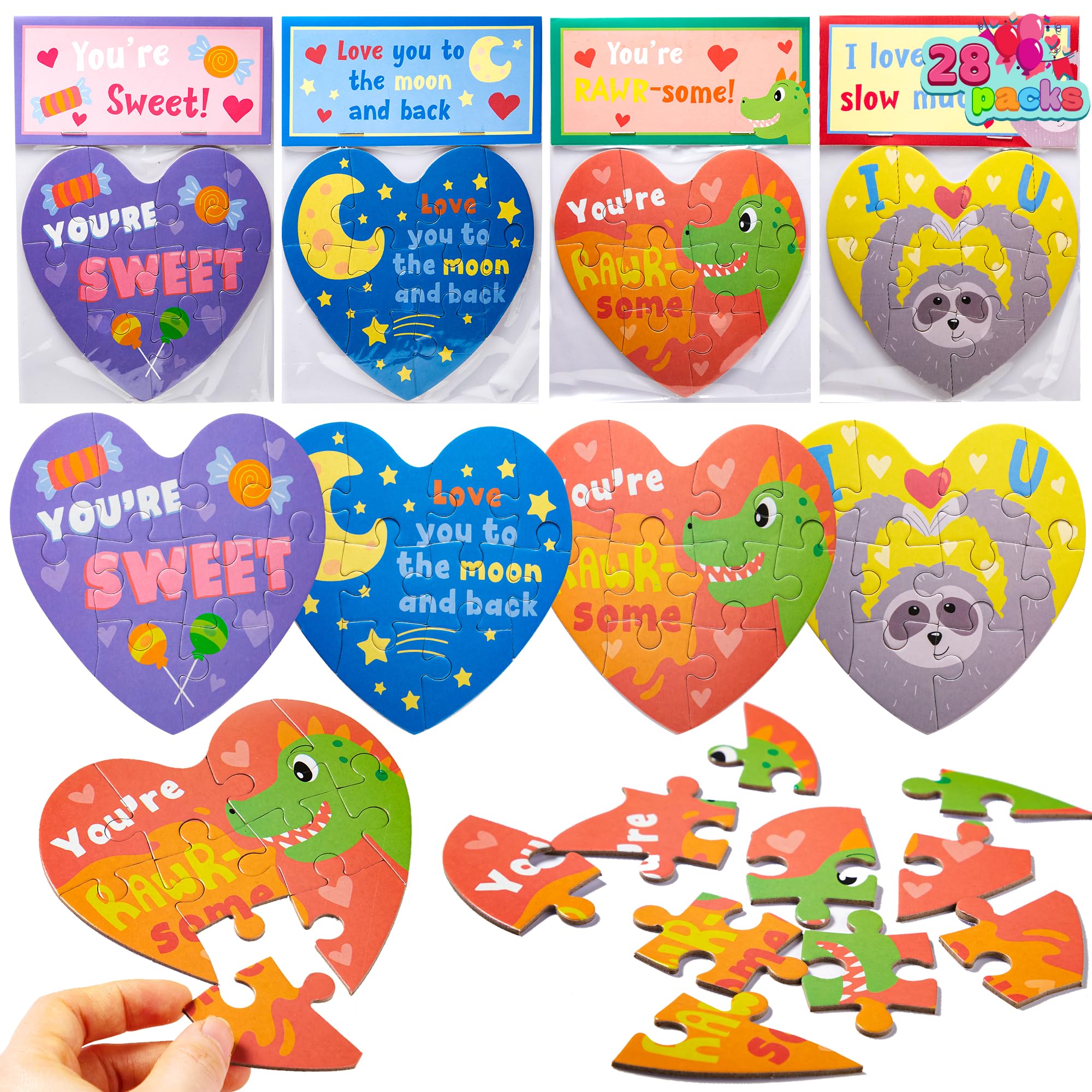 JOYIN heart jigsaw puzzle set pieces for classroom activity and gift exchange
