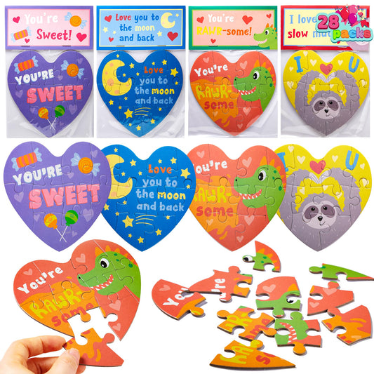 JOYIN heart jigsaw puzzle set pieces for classroom activity and gift exchange