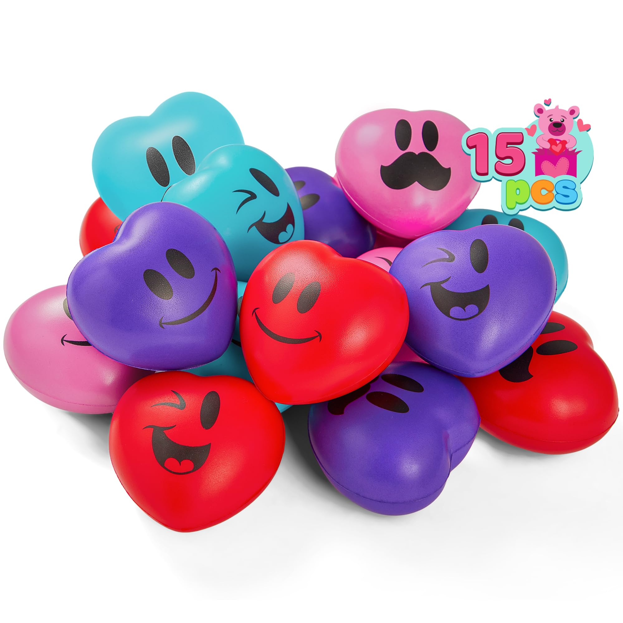 JOYIN red heart stress ball 3in with smile design for stress relief and fun