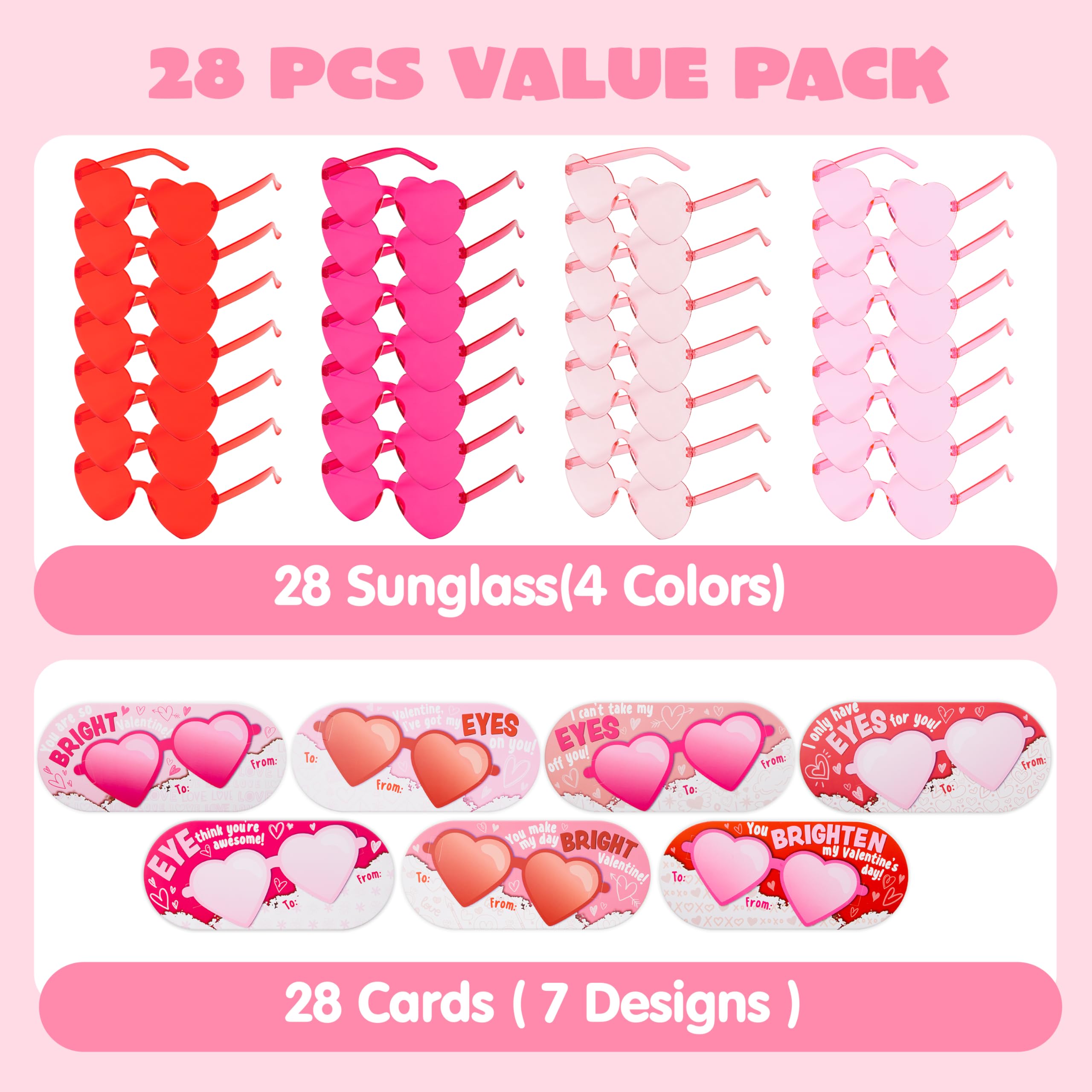 JOYIN heart sunglasses with seven card designs for celebrations