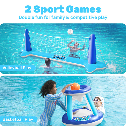 JOYIN inflatable basketball hoop ready for poolside shoots and games.