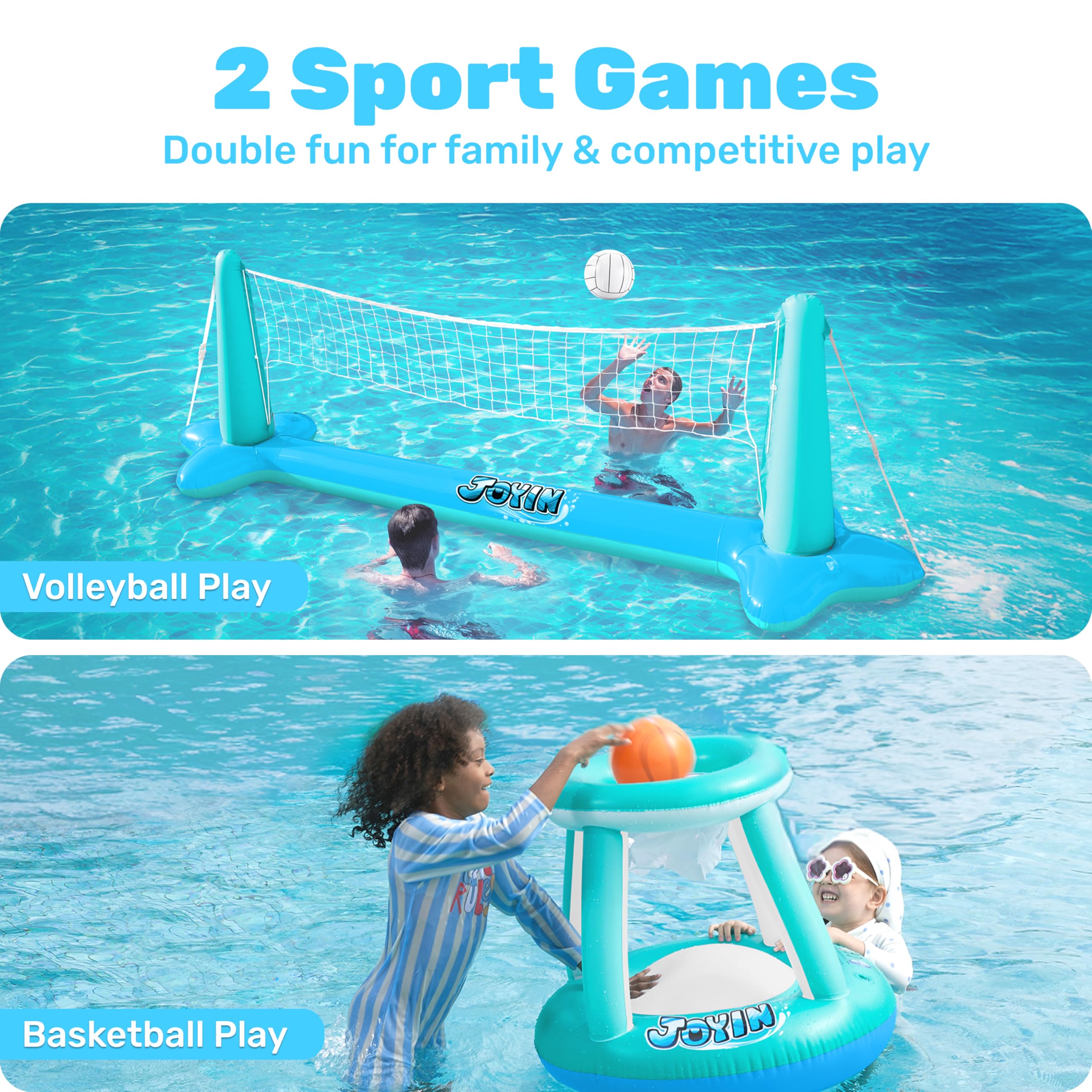 JOYIN inflatable basketball hoops ready for poolside scoring