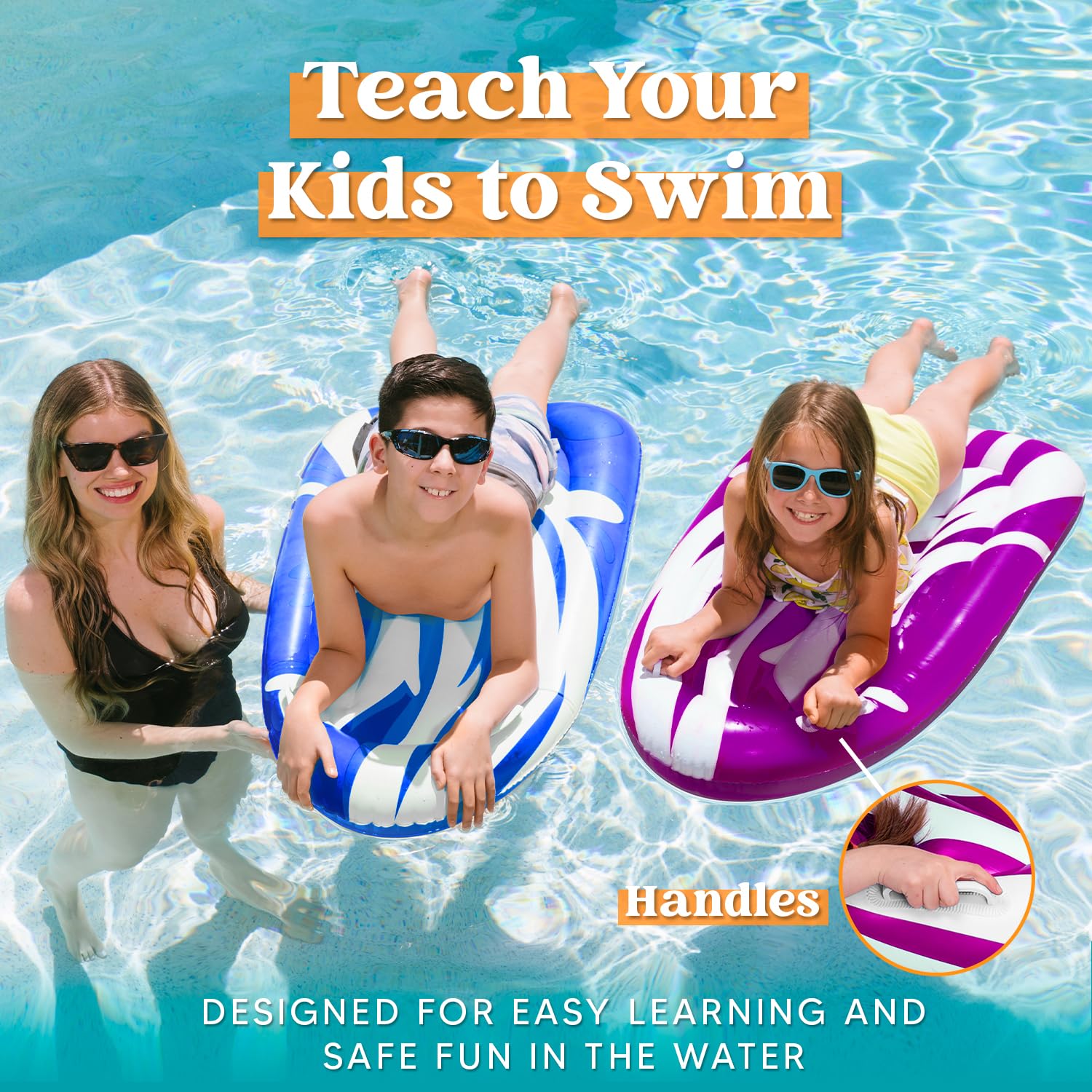 JOYIN grip-handles provide stability during pool play and learning to float.
