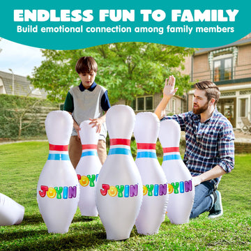 JOYIN Inflatable bowling set family play scene highlights simple setup
