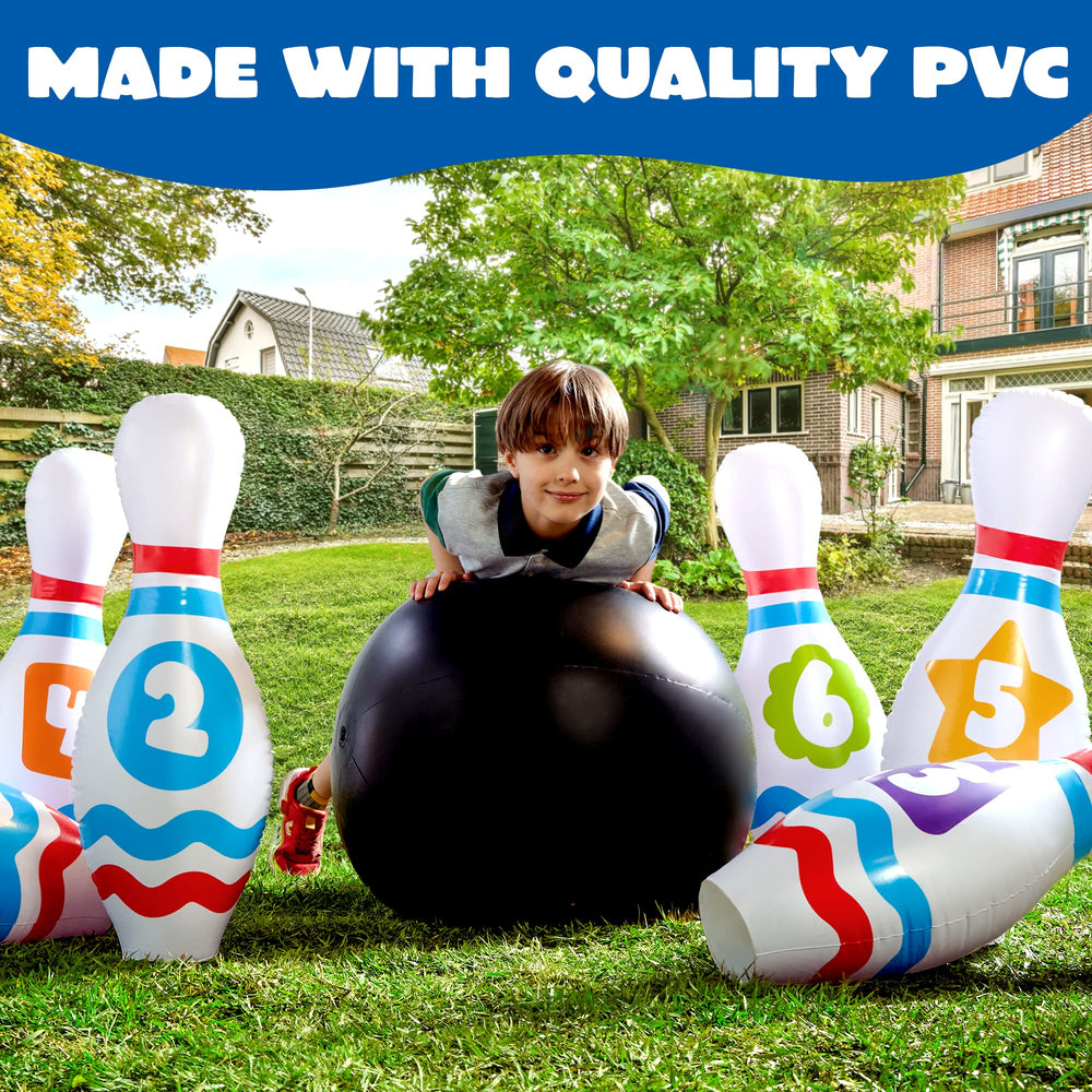 JOYIN inflatable bowling set with hand pump for quick setup.