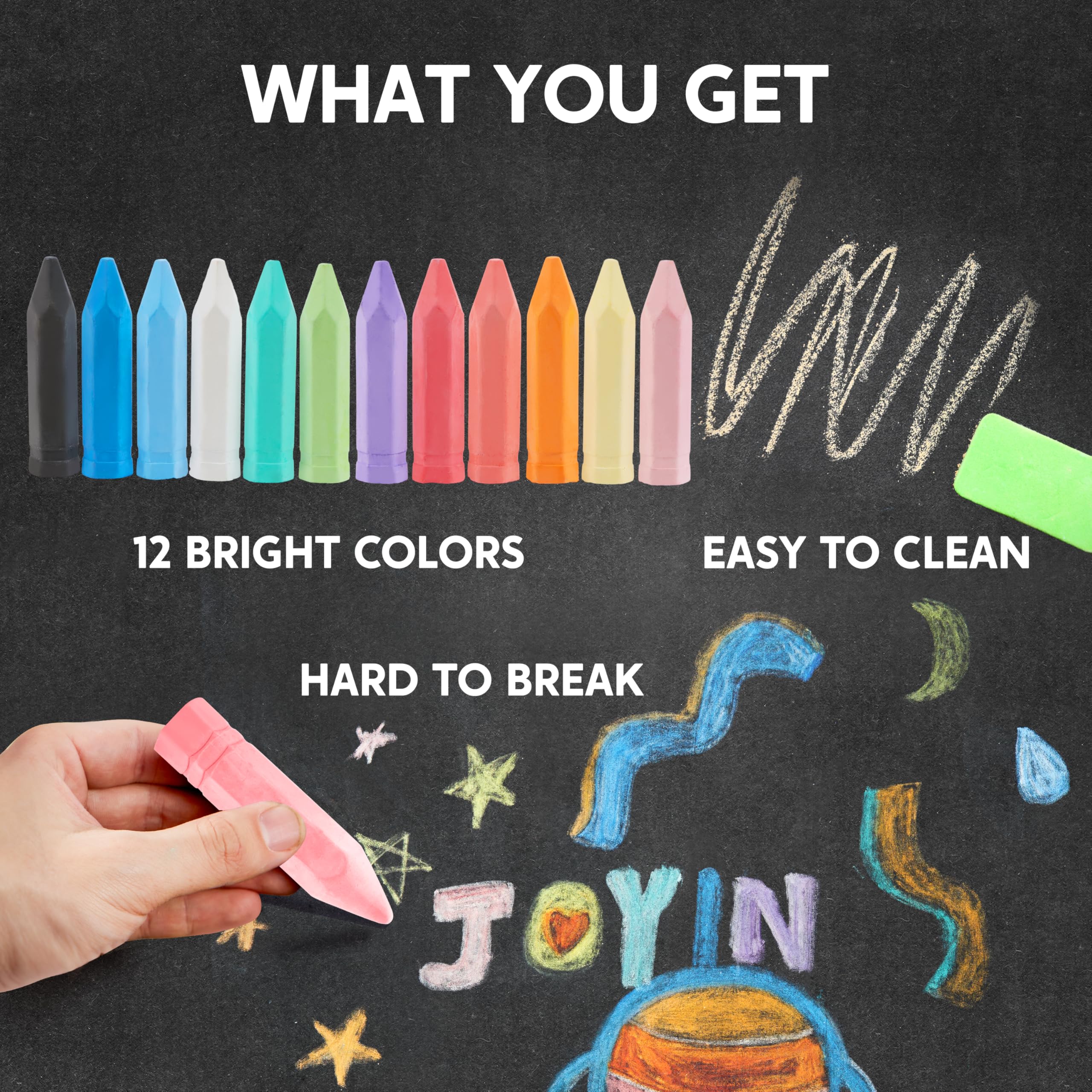 JOYIN jumbo cone chalks are easy to grip for sidewalk drawings