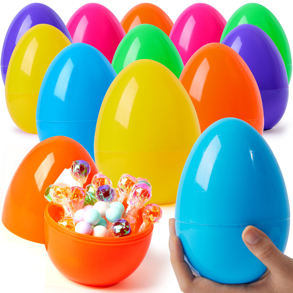 JOYIN jumbo blue Easter egg, fillable for egg hunts and treats.