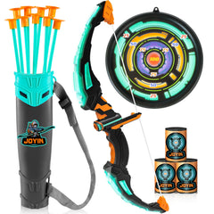 JOYIN kids bow and arrow set LED bow close-up showing vibrant glow for engaging play.