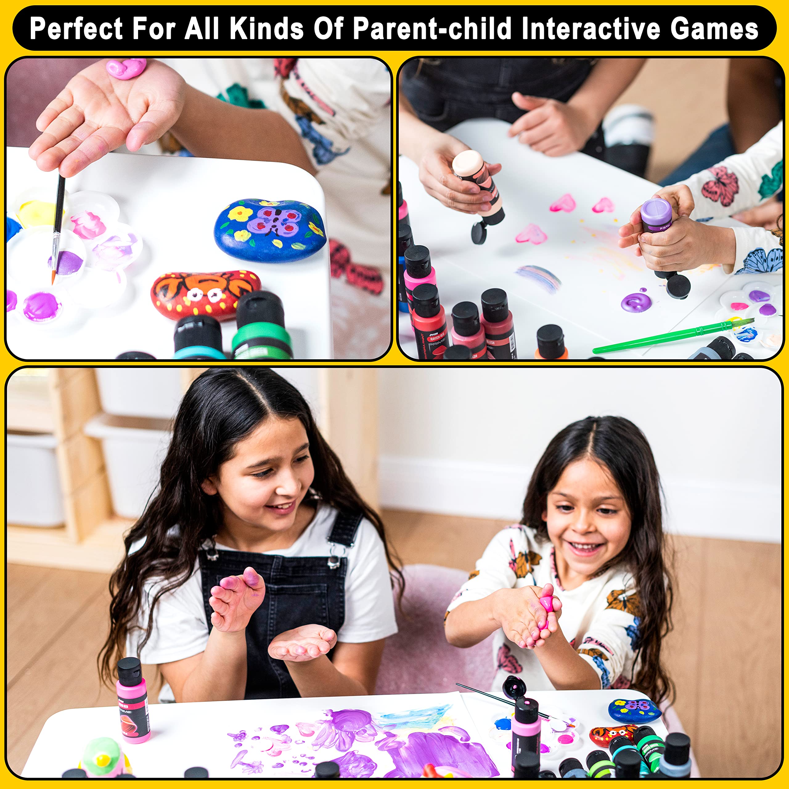 JOYIN kid-friendly tempera paints support finger painting on wood, canvas, or chalkboard.