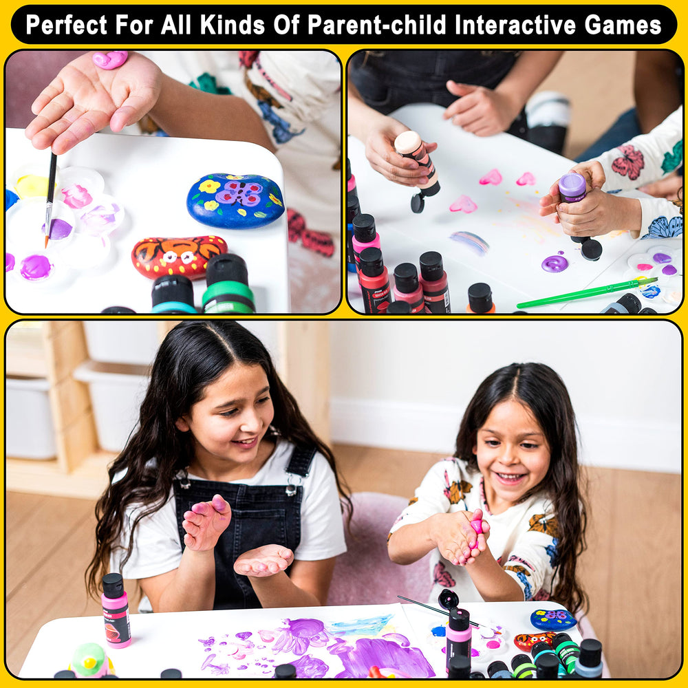JOYIN kid-friendly tempera paints support finger painting on wood, canvas, or chalkboard.
