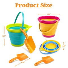 Children playing with JOYIN pails on a sunny beach.