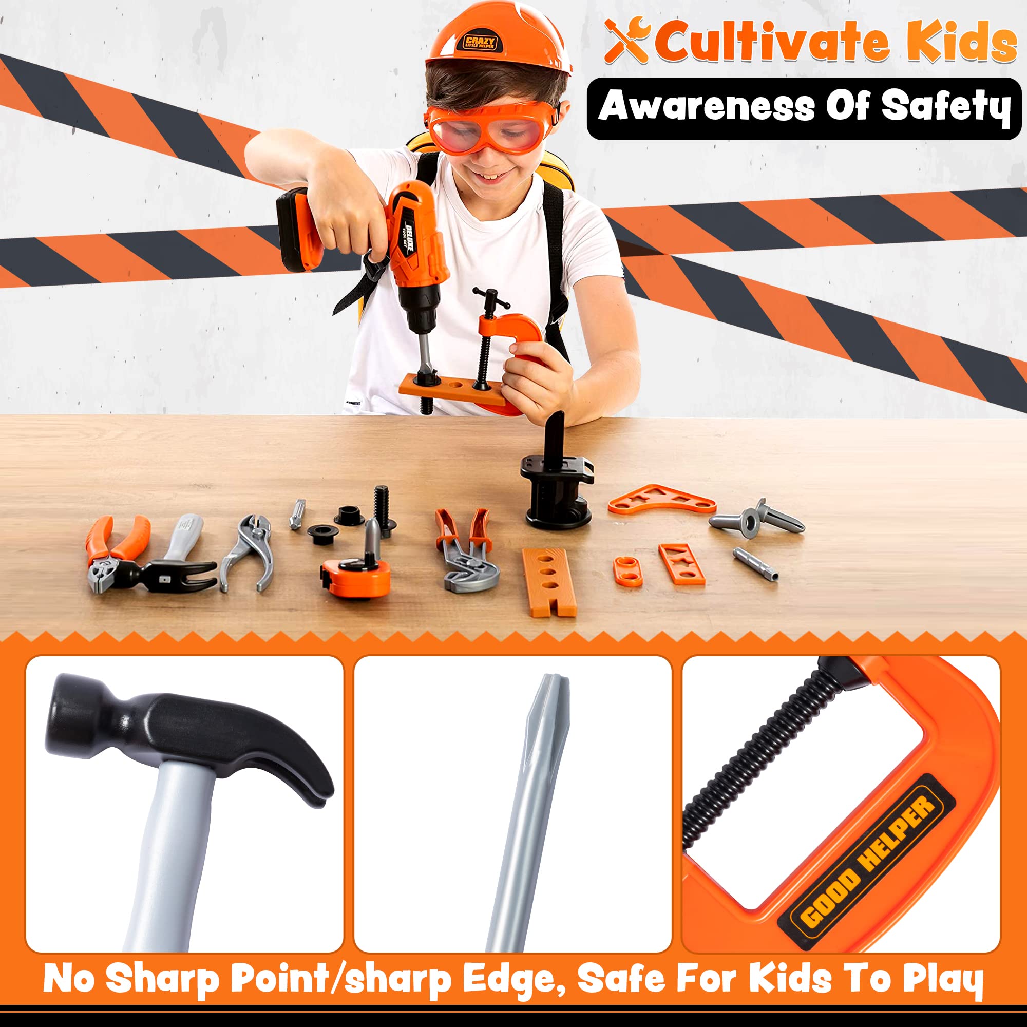 JOYIN kid tool set helmet and goggles protect during dress up adventures.
