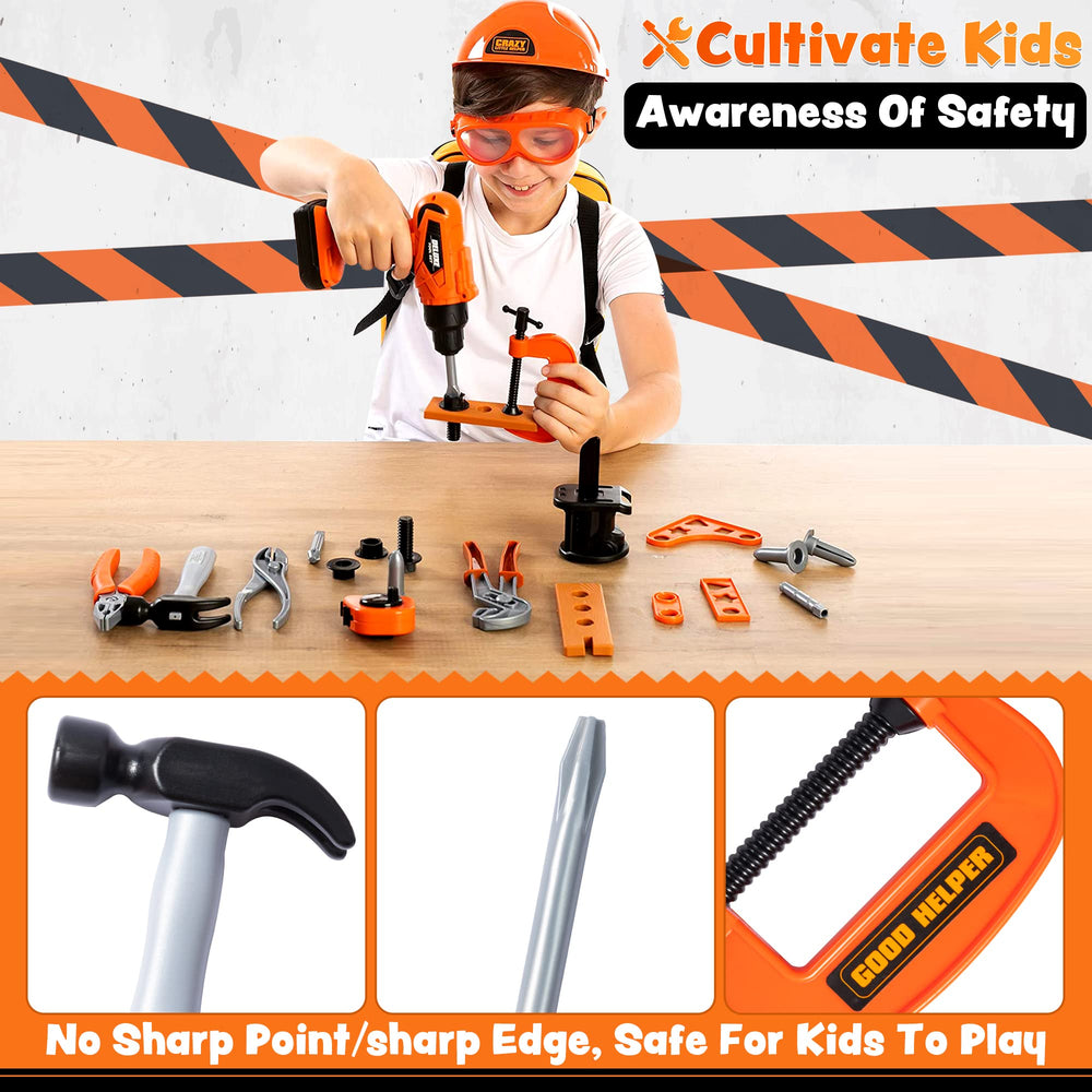JOYIN kid tool set helmet and goggles protect during dress up adventures.