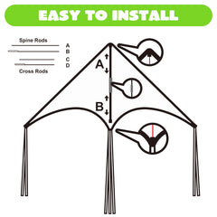 JOYIN large delta kite gradient rainbow 328 ft string extended in sky