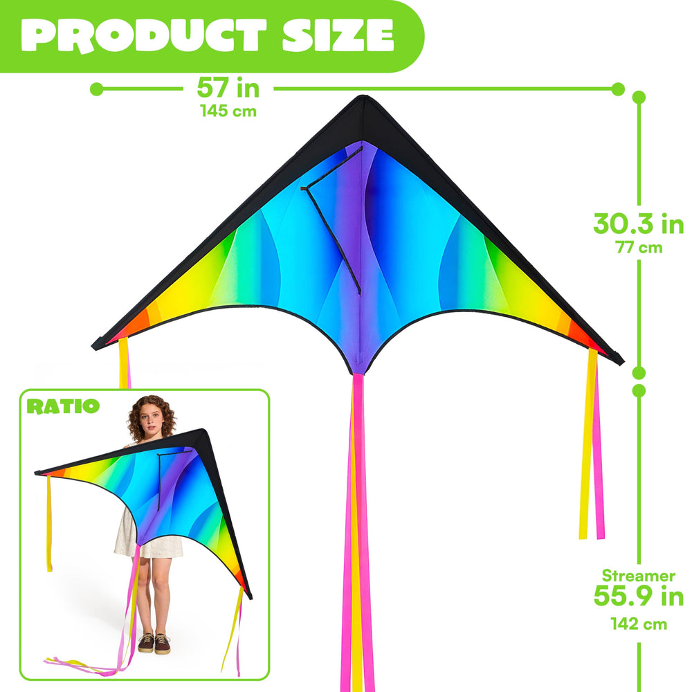 JOYIN large delta kite gradient rainbow children playing outside