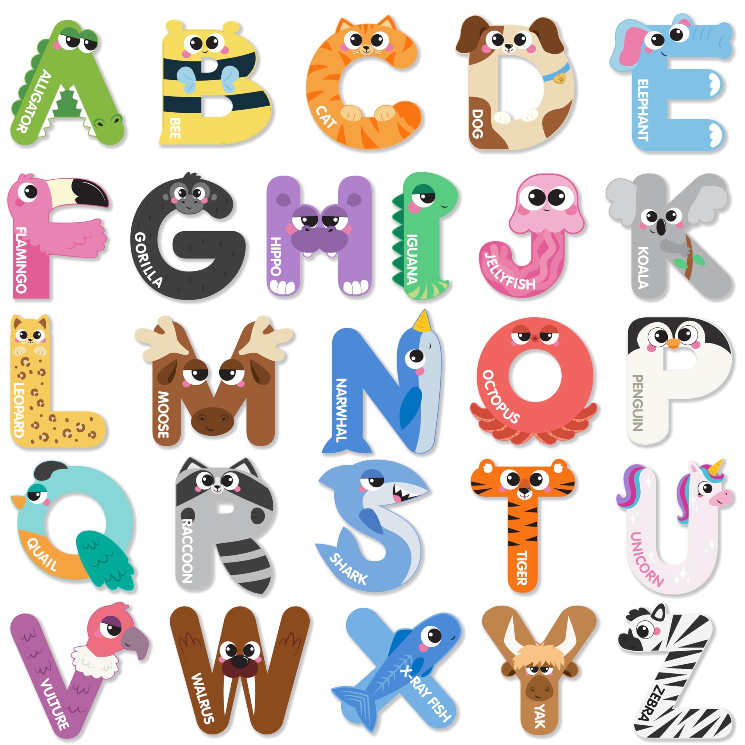 JOYIN magnetic letters with animal illustrations support fun alphabet learning on the fridge.