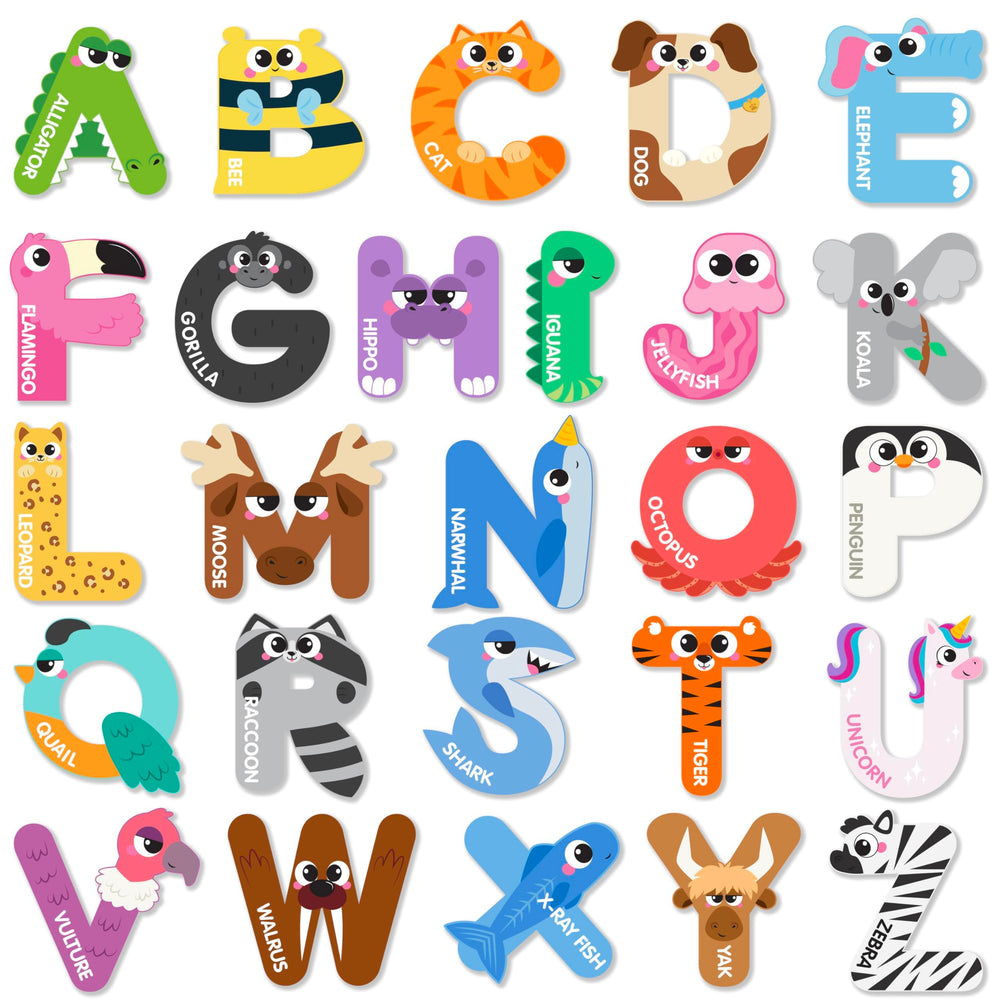 JOYIN magnetic letters with animal illustrations support fun alphabet learning on the fridge.