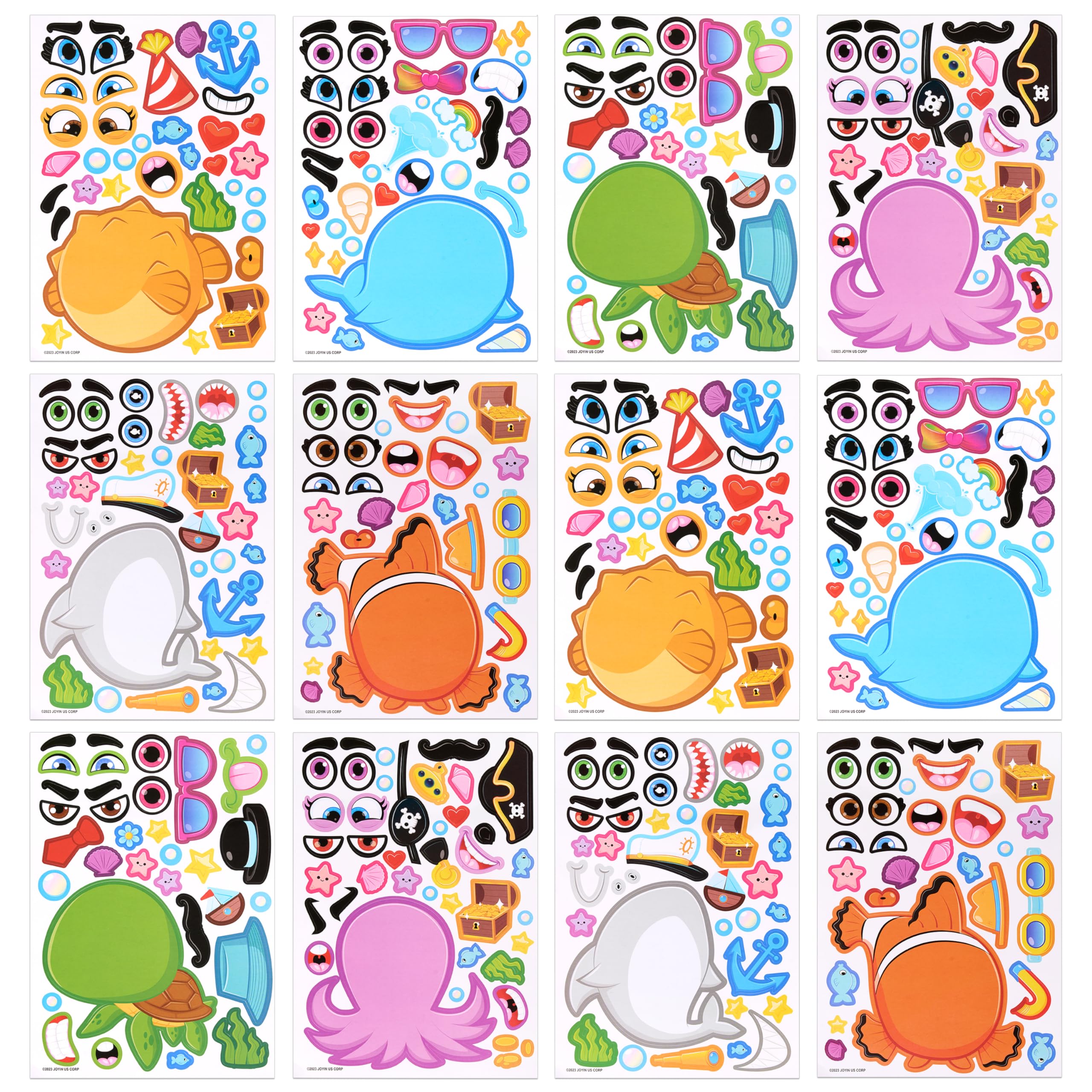 JOYIN Make a Face Sea Stickers shark design for kids' crafts and party favors.