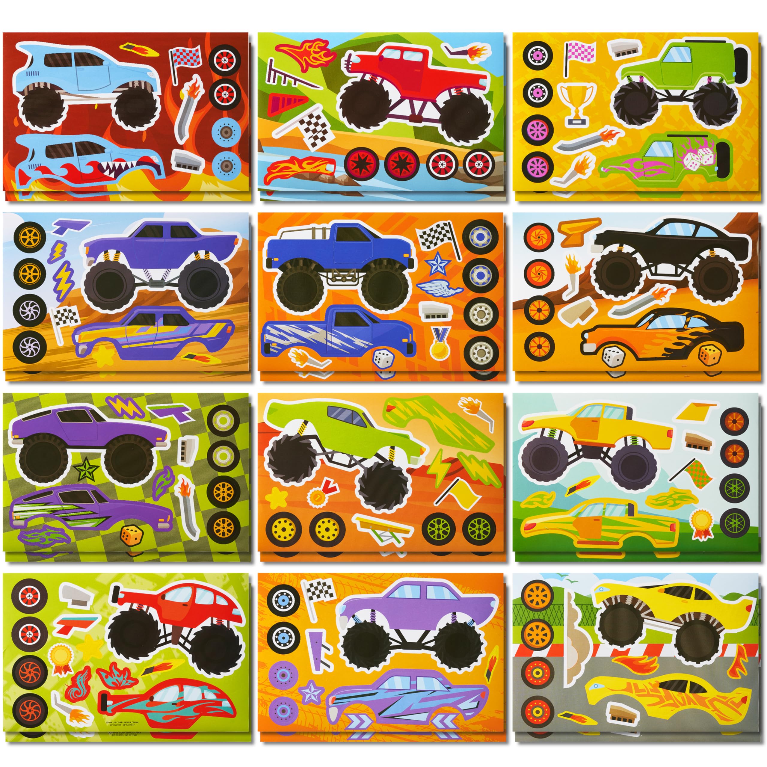 JOYIN Make-a-Face stickers featuring monster truck designs for playful party creations.