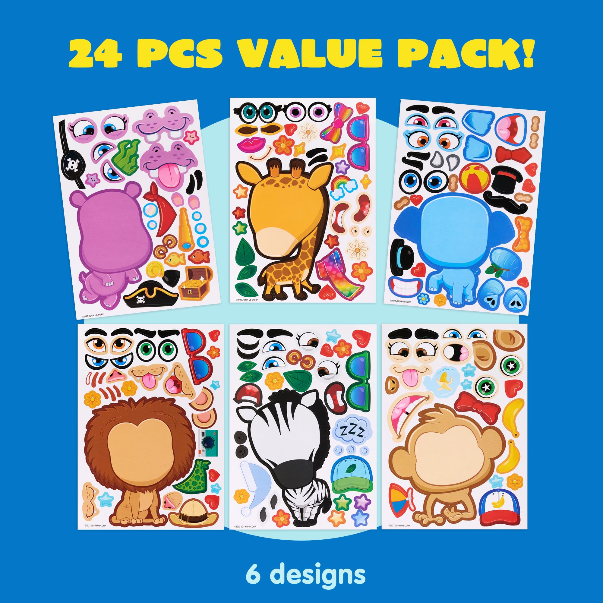 JOYIN Make a Face Stickers Safari Elephant design for lively party decor and crafts.