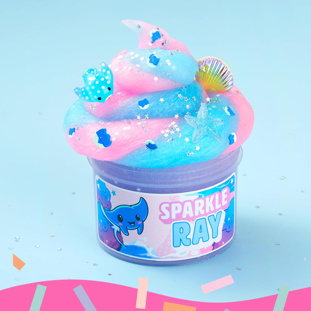 JOYIN Manta Ray Slime stretched to demonstrate durable, stretchy play