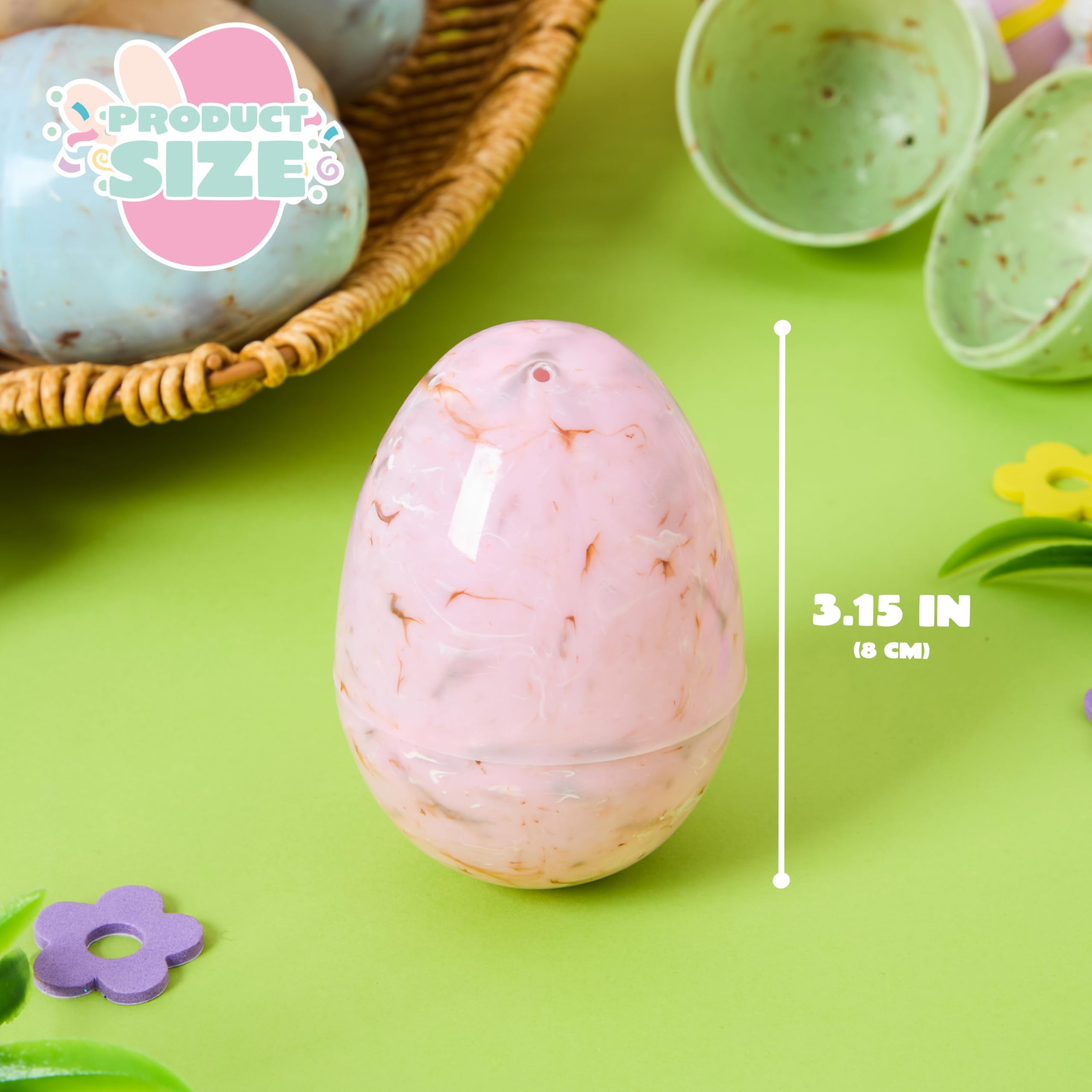 JOYIN marble-printed Easter egg blue open with candy for reveal.