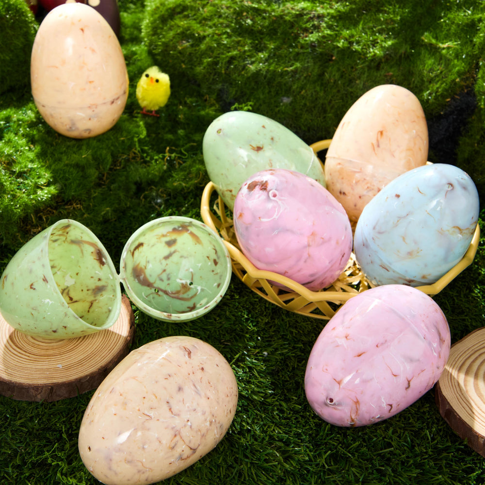 JOYIN marble-printed Easter egg decor in a basket for festive table setting.