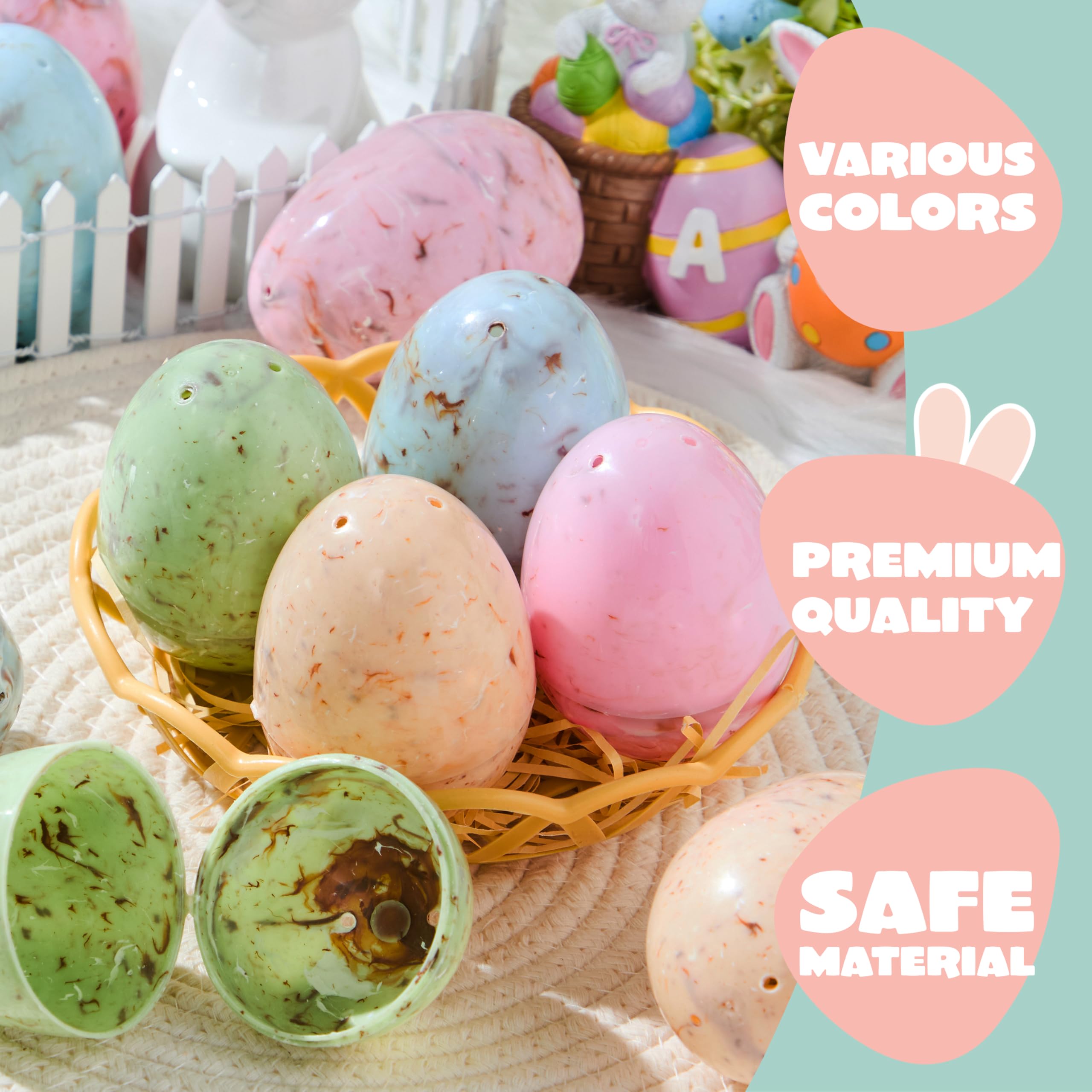 JOYIN marble-printed Easter egg pink open with candy for reveal.