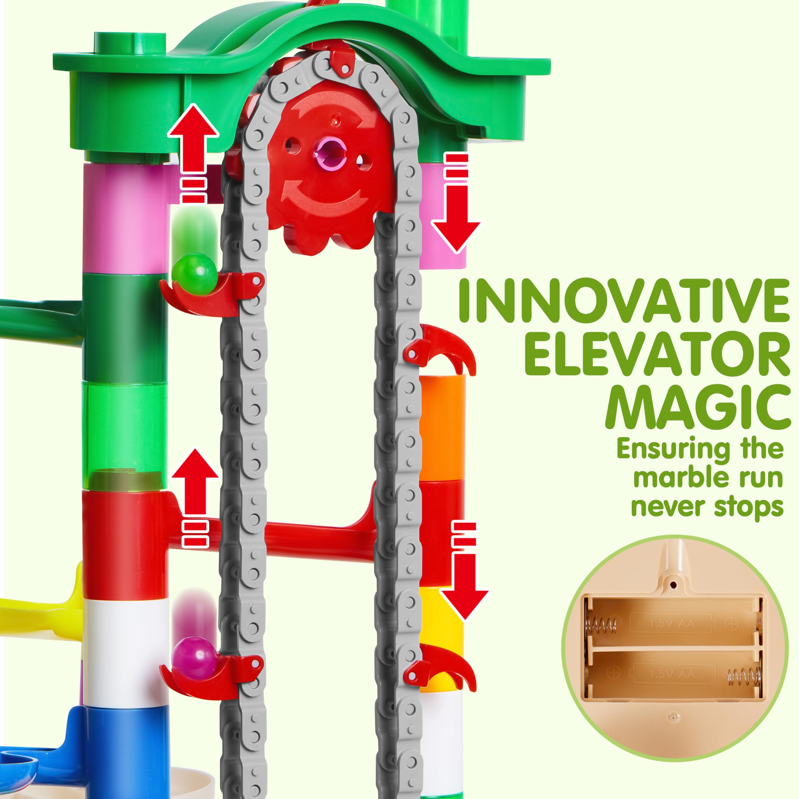 JOYIN marble track pieces close-up—durable construction for long-lasting fun